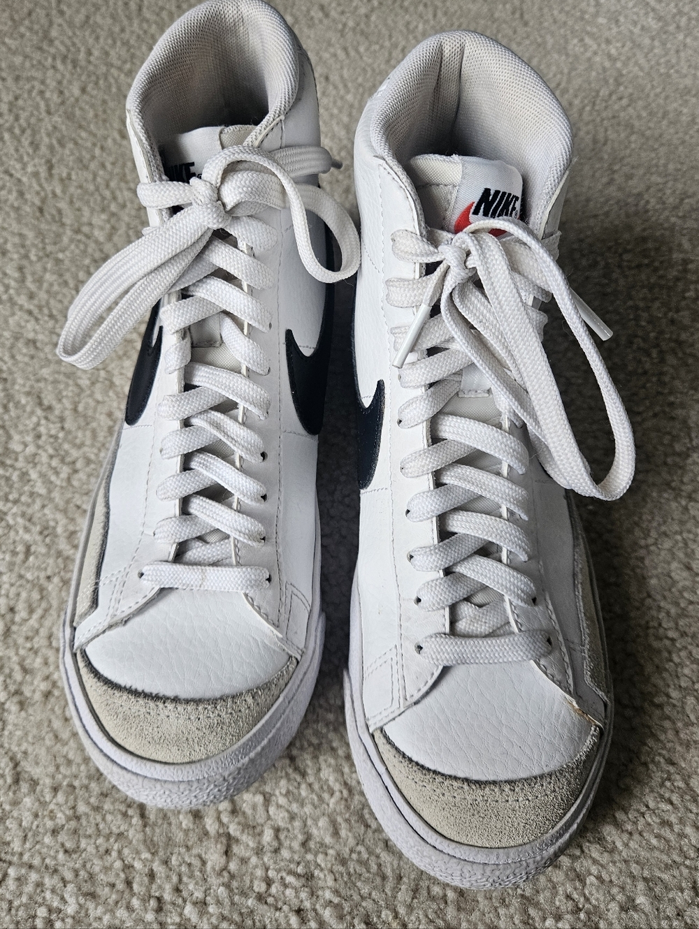 Nike Blazer Mid '77 Vintage Sneakers  High Tops White Black 5.5 Y or Womens 7 - Picture 2 of 10